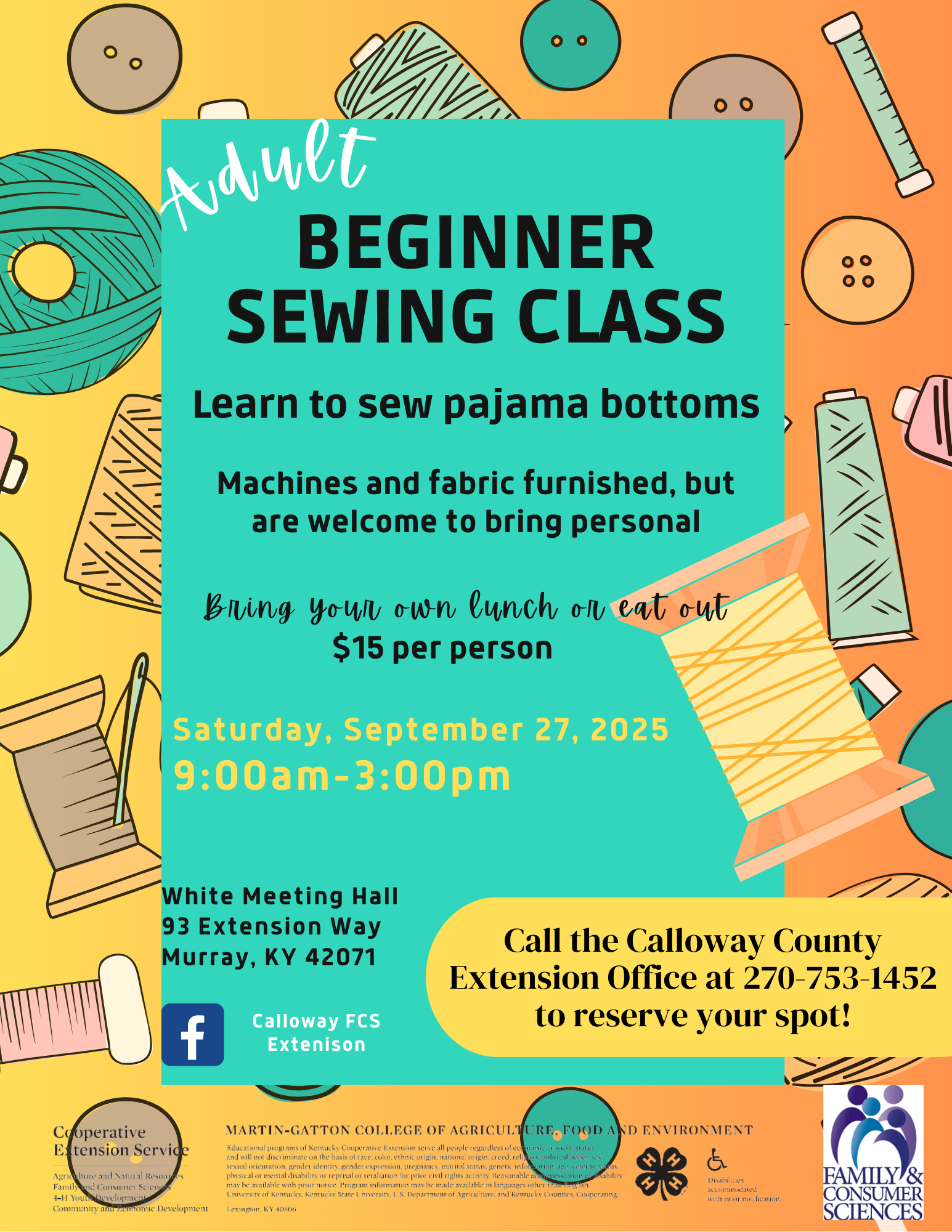 Details for Adult Sewing Class