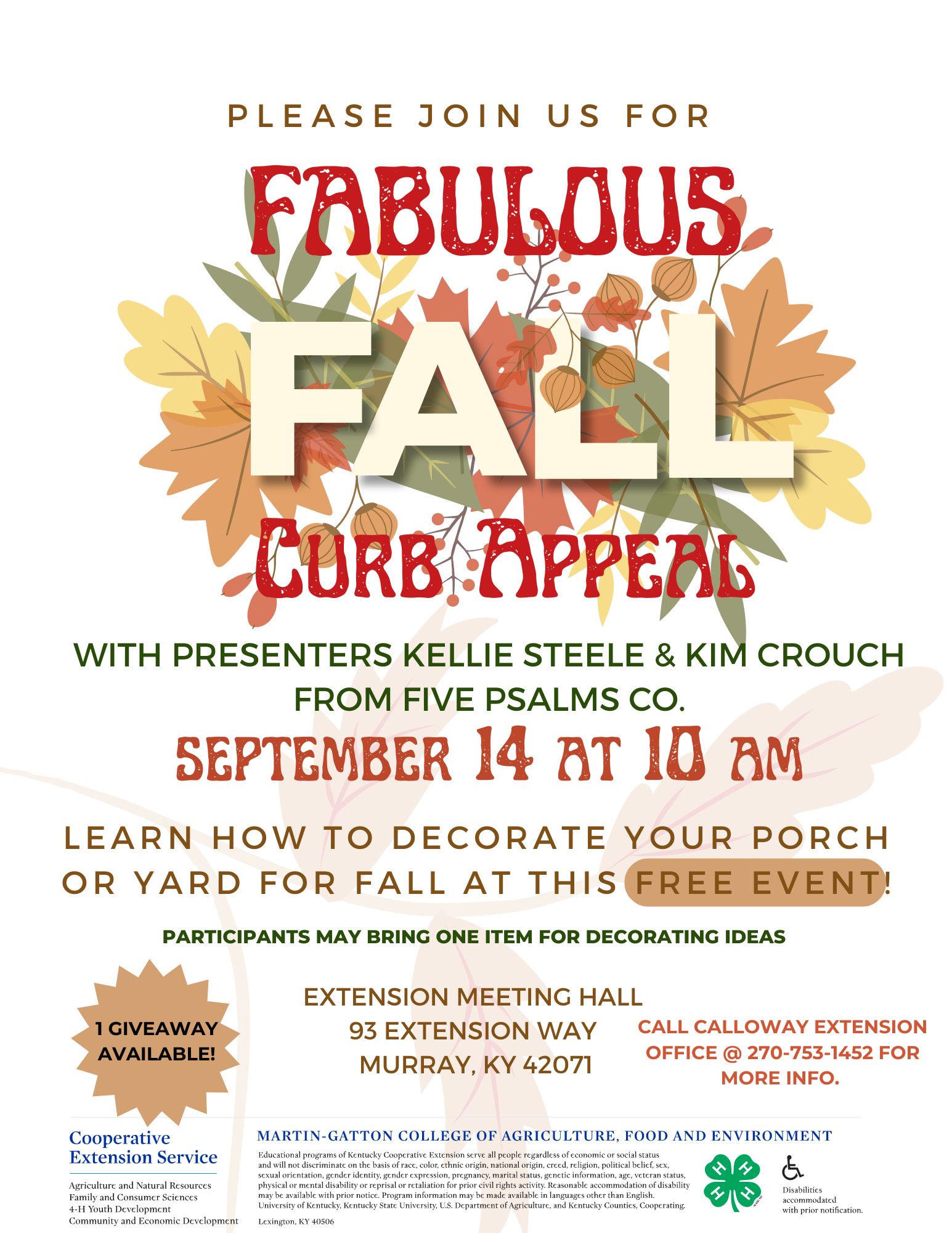 Fabulous Fall Curb Appeal Class Informational Flyer