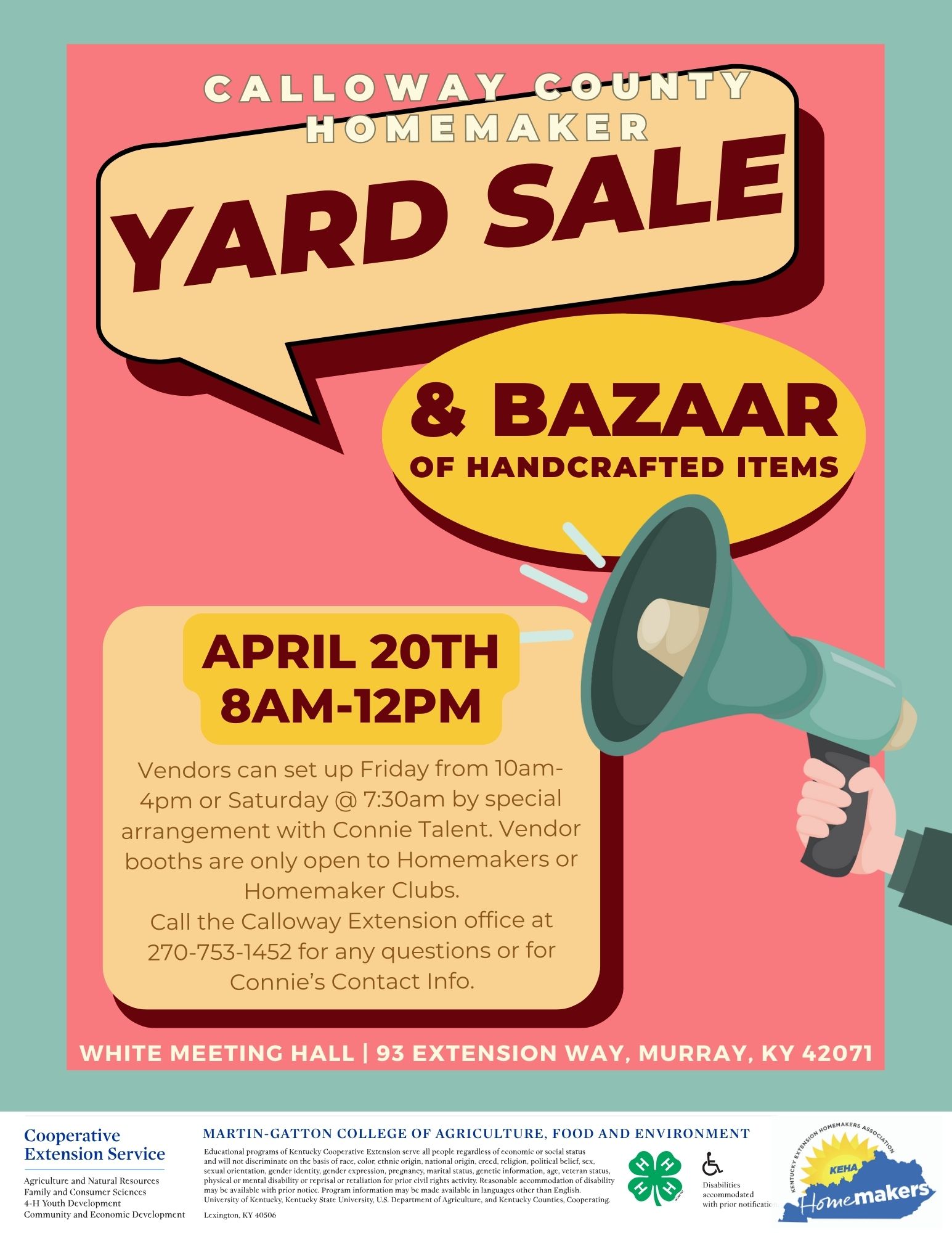 Flyer for Homemaker Yard Sale 2024