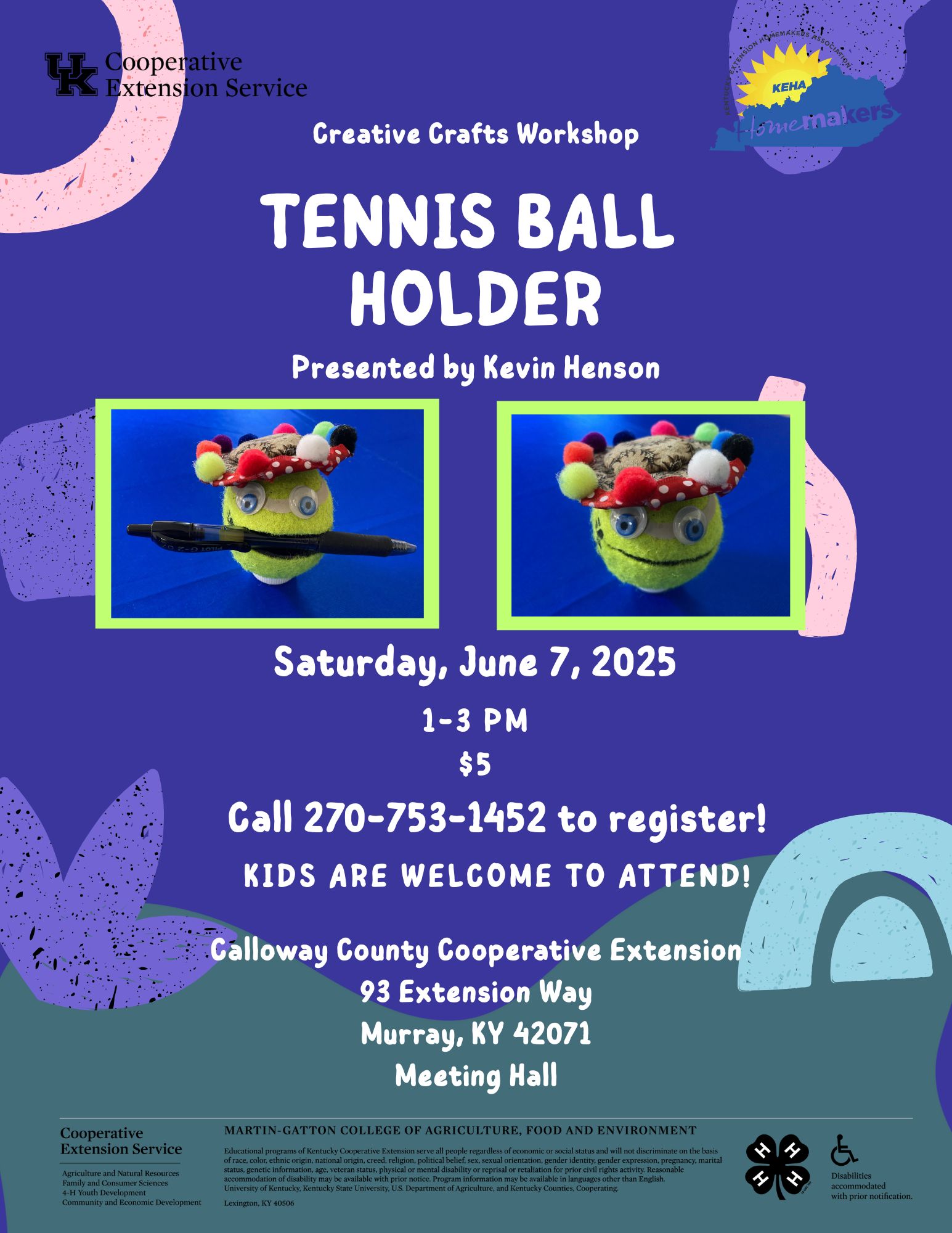 Flyer of a tennis ball holder for a workshop