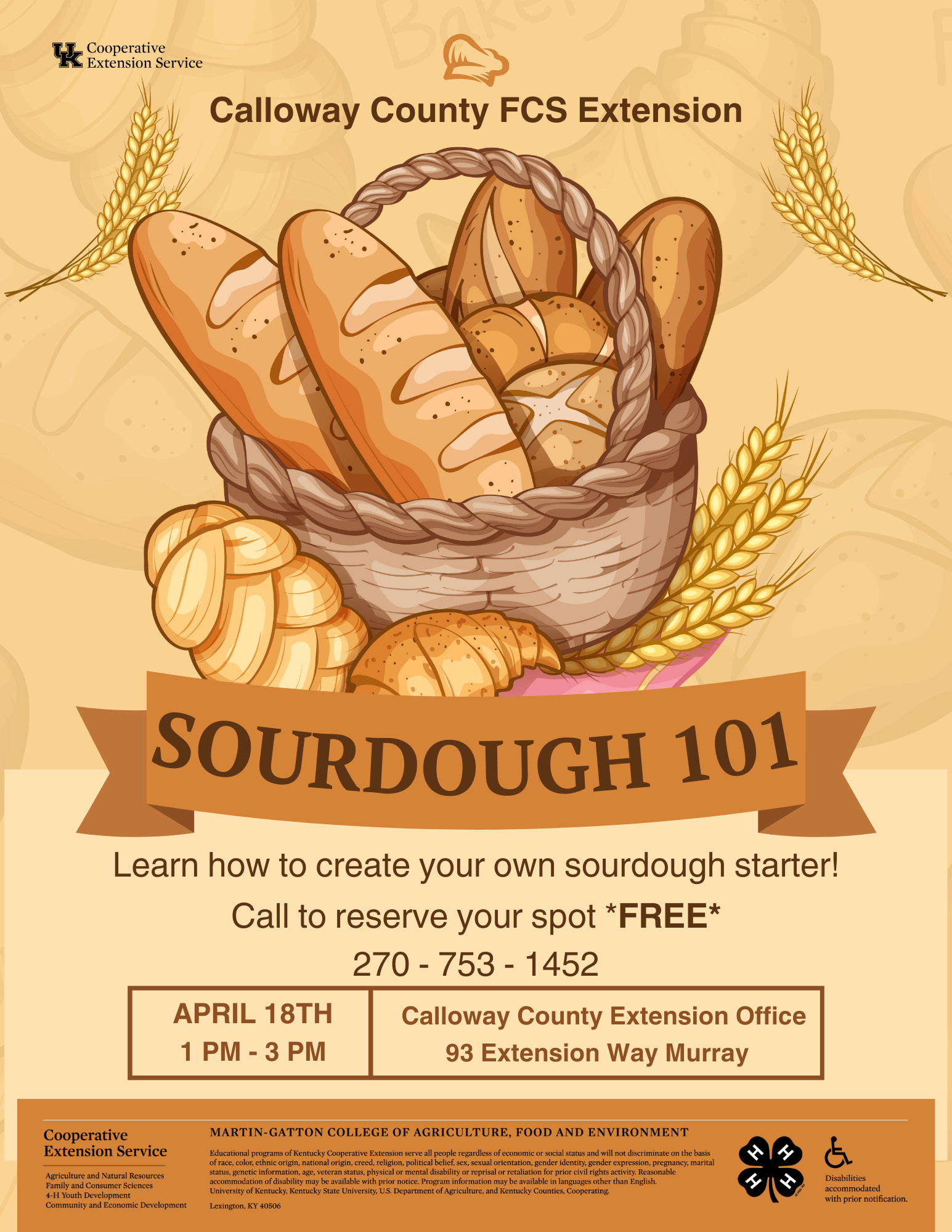 Sourdough Class informational flyer