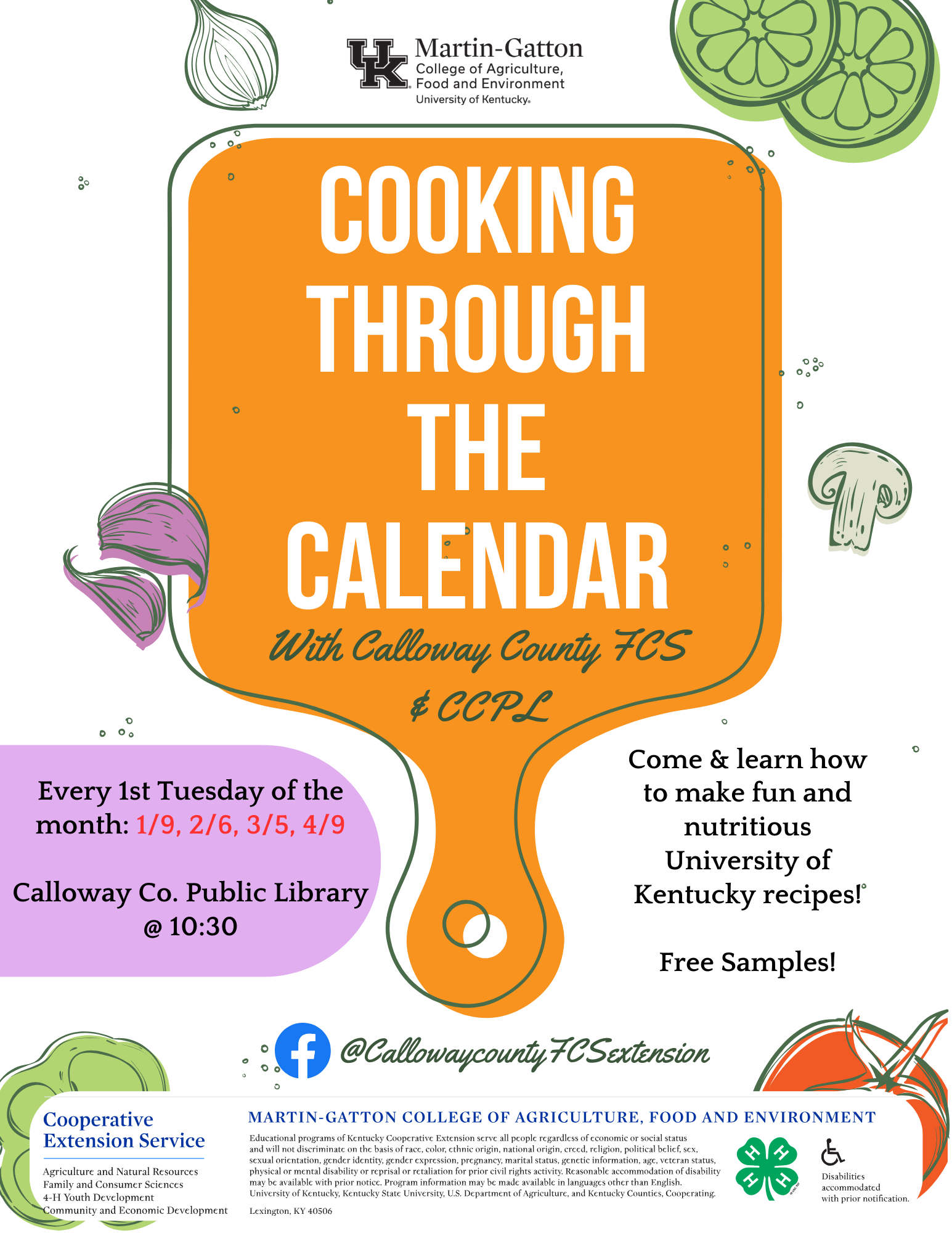 Cooking Through the Calendar Spring Dates & Flyer