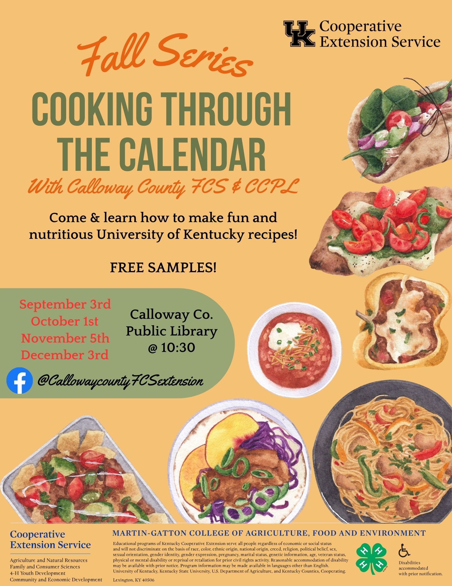 Fall 2024 Cooking Through the Calendar Flyer and Dates