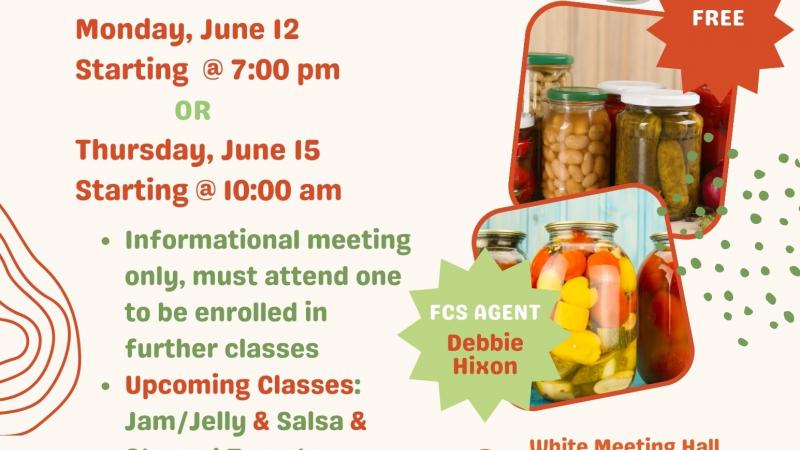 Informational flyer about Food Processing Class